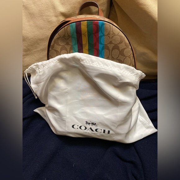 Coach Kenley Backpack - Legacy Khaki Signature Multicolor Stripe Backpack - Picture 8 of 8